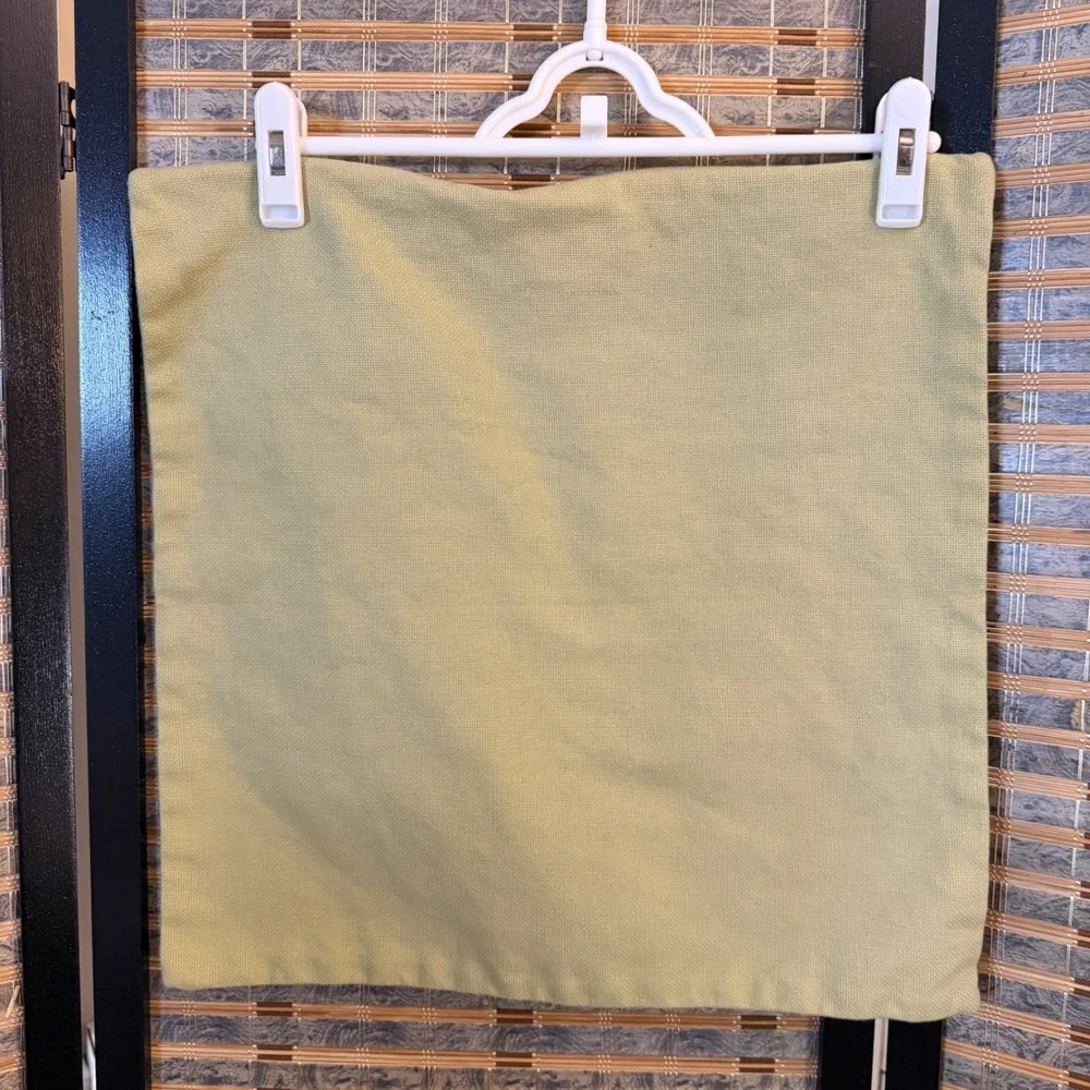 2‎ Pottery Barn Throw Pillow Cover Unisex 18x18 Green Basketweave Cotton Decor